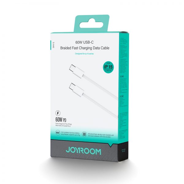 JOYROOM S-A45 Ben Series Braided 60W Type-C to Type-C Fast Charging Data Cable 1m - Box